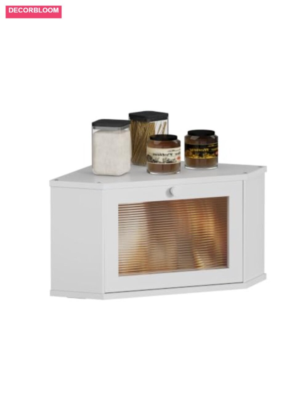 Corner Bamboo Bread Box with Translucent Acrylic Door for Kitchen Countertop